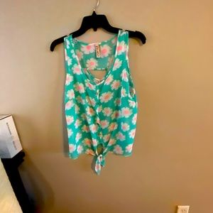 Teal flower tank for women